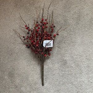 New Red Berry Bush Decorative Stem